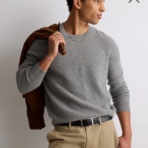 Quince Mongolian Cashmere Waffle Sweatshirt Heather Grey